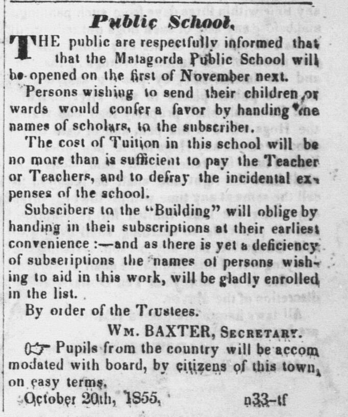Chronicle of the Times (Matagorda, Tex.), Vol. 1, No. 44, Ed. 1 Monday, January 28, 1856, newspaper, January 28, 1856; Matagorda, Texas.